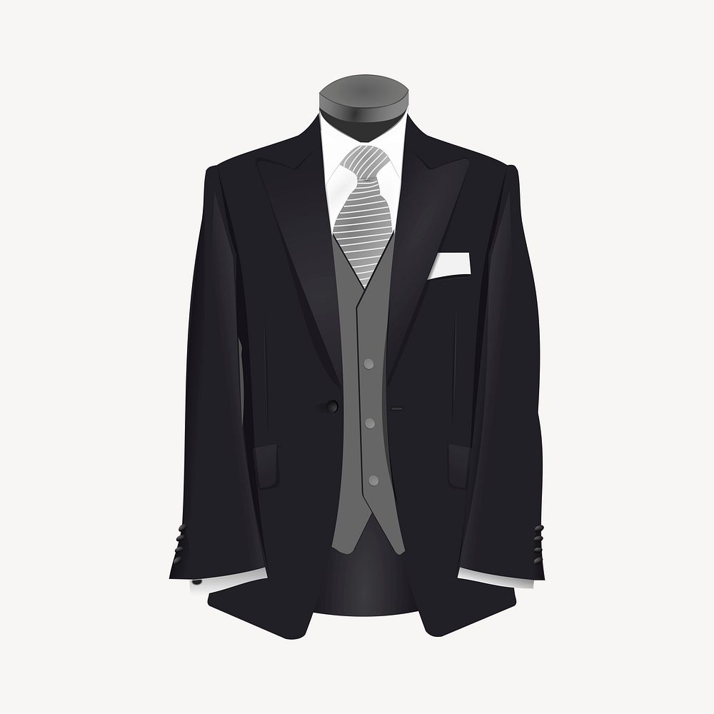 Black suit clipart, formal apparel illustration vector. Free public domain CC0 image.
