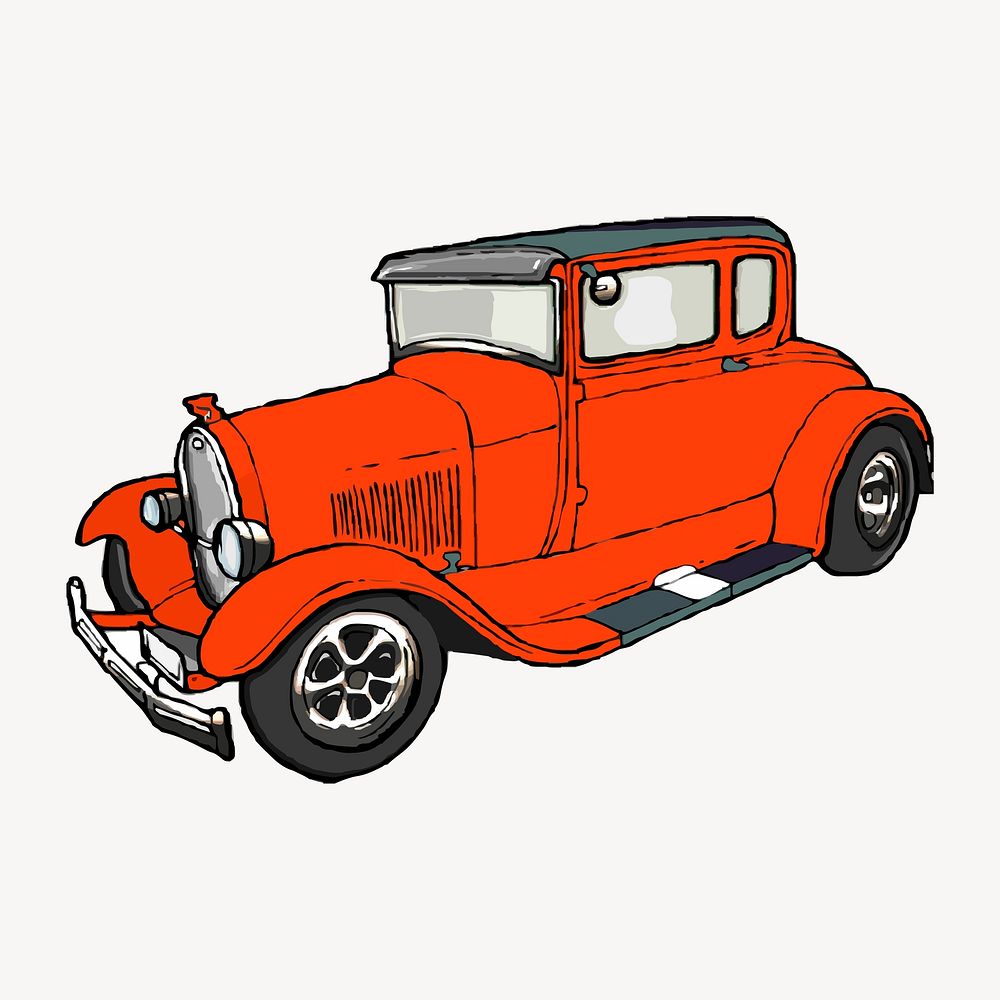 American classic car clipart, transportation illustration vector. Free public domain CC0 image.
