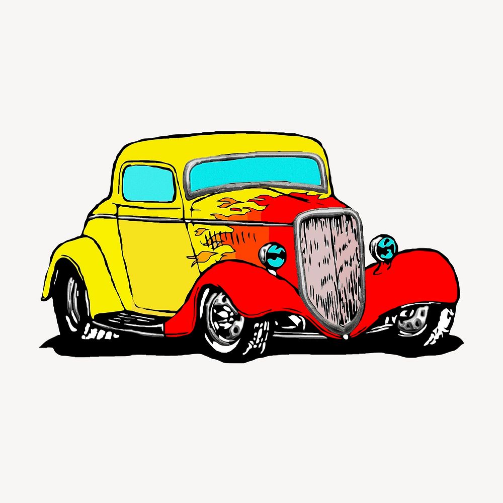 Classic car clipart, transportation illustration psd. Free public domain CC0 image.