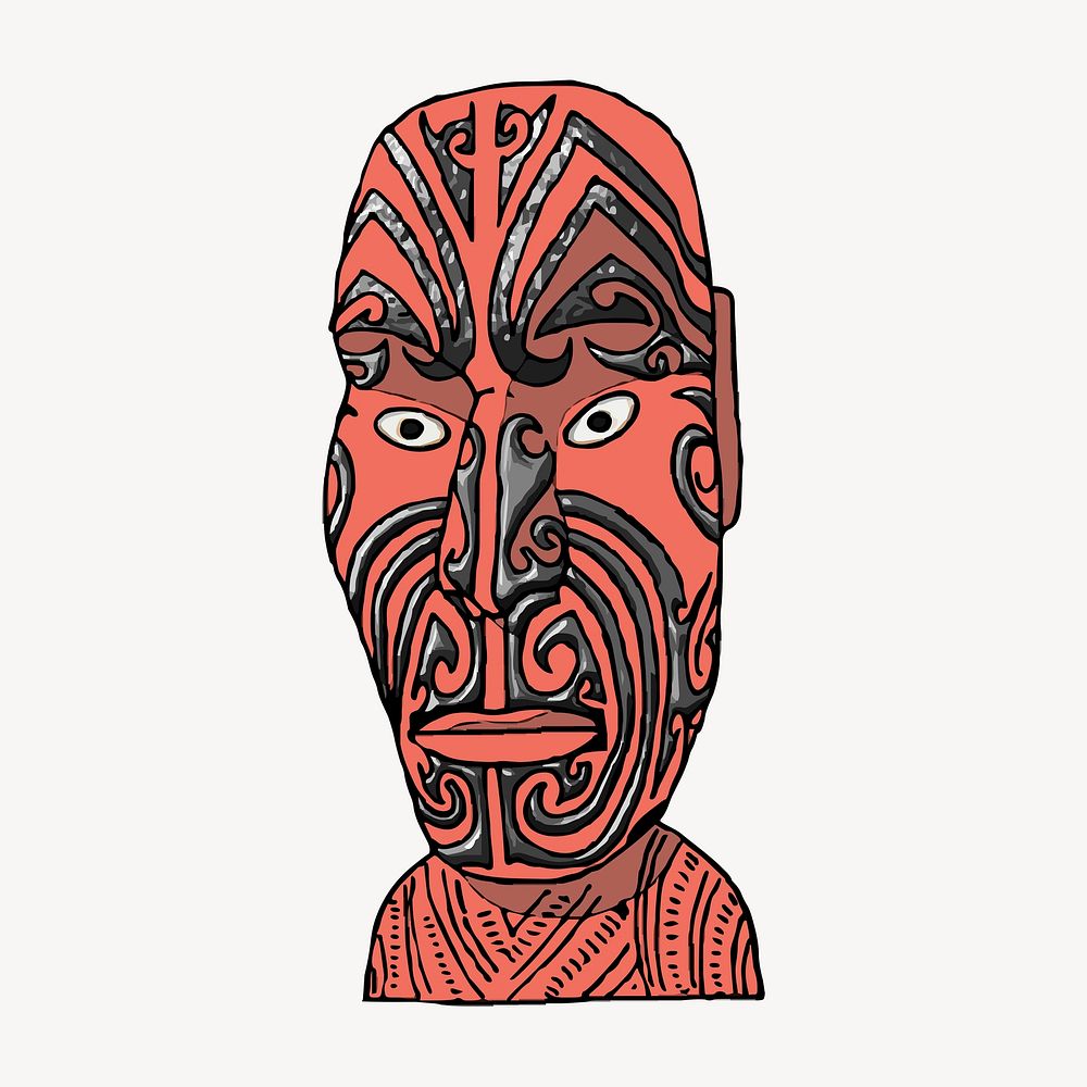 Maori carving clipart, statue illustration psd. Free public domain CC0 image.