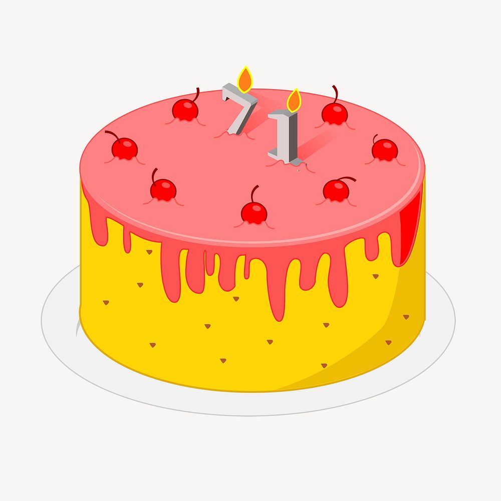 Birthday cake clipart, dessert illustration psd. Free public domain CC0 image.