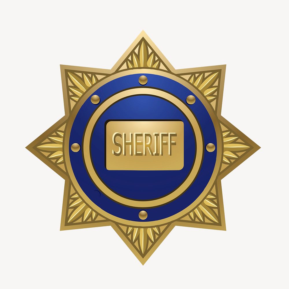 Sheriff badge clipart, object illustration. Free public domain CC0 image.
