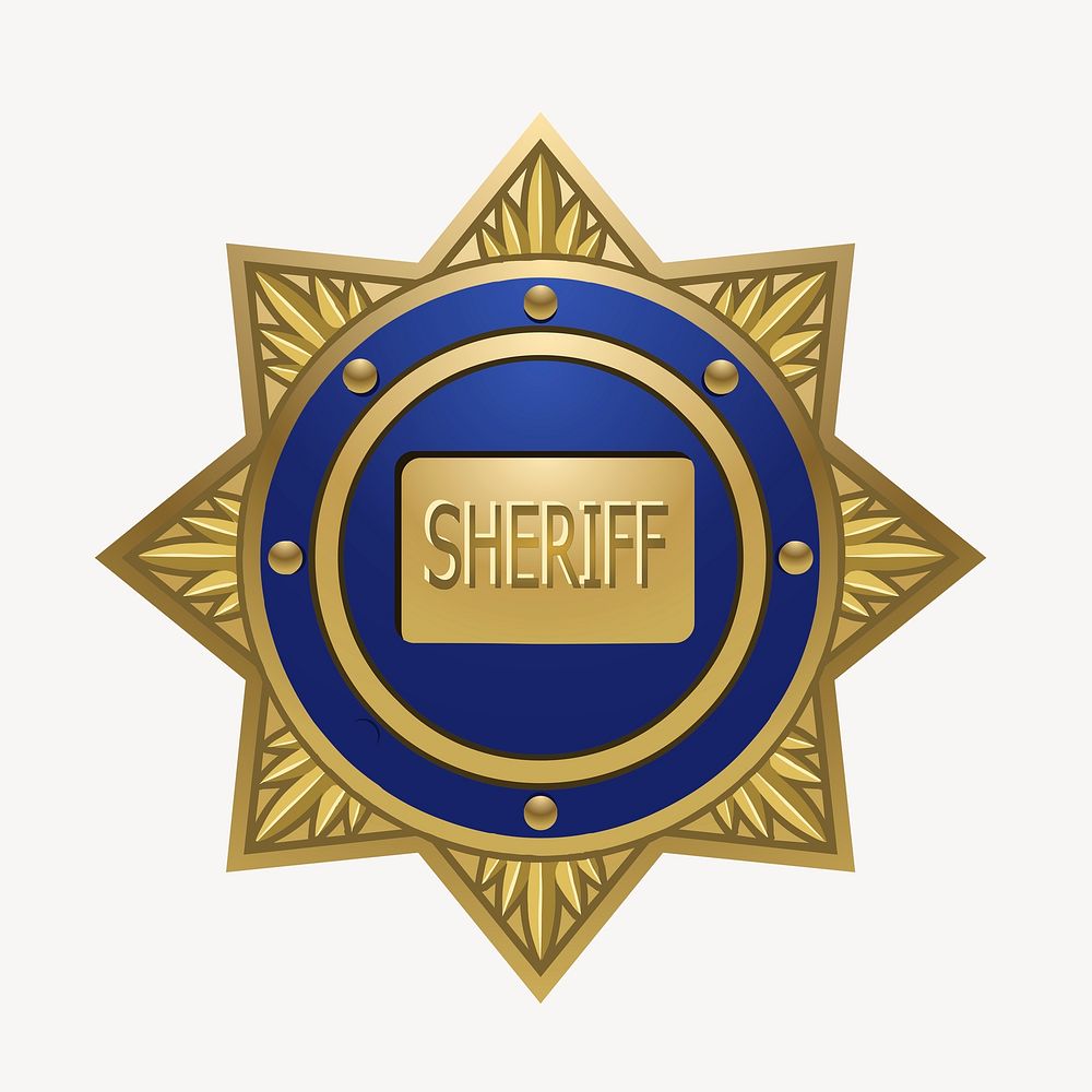 Sheriff badge clipart, object illustration psd. Free public domain CC0 image.