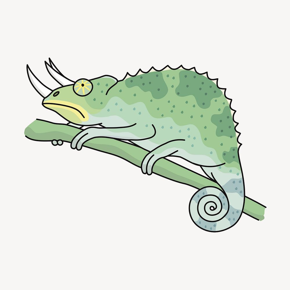 Chameleon clipart, animal illustration vector. Free public domain CC0 image.