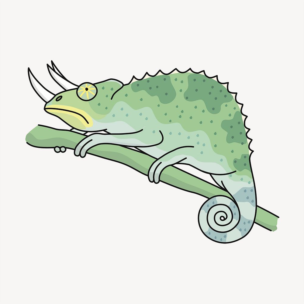 Chameleon clipart, animal illustration psd. Free public domain CC0 image.