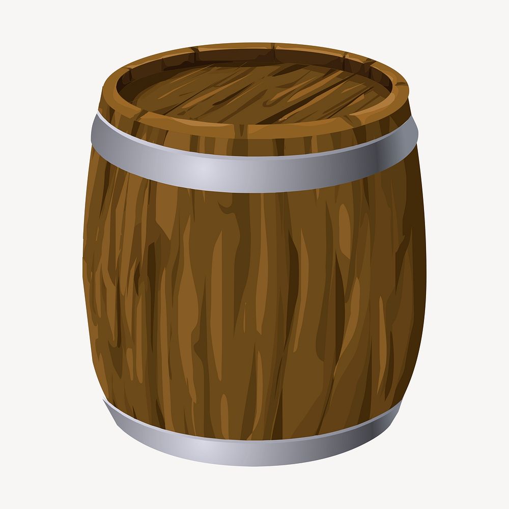 Wine barrel clipart, object illustration vector. Free public domain CC0 image.