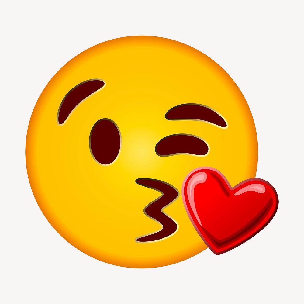Kiss emoji clipart, social media illustration. Free public domain CC0 image.
