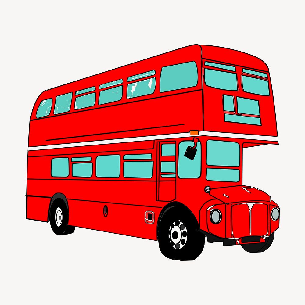 Double-decker bus clipart, transportation illustration | Free Vector ...