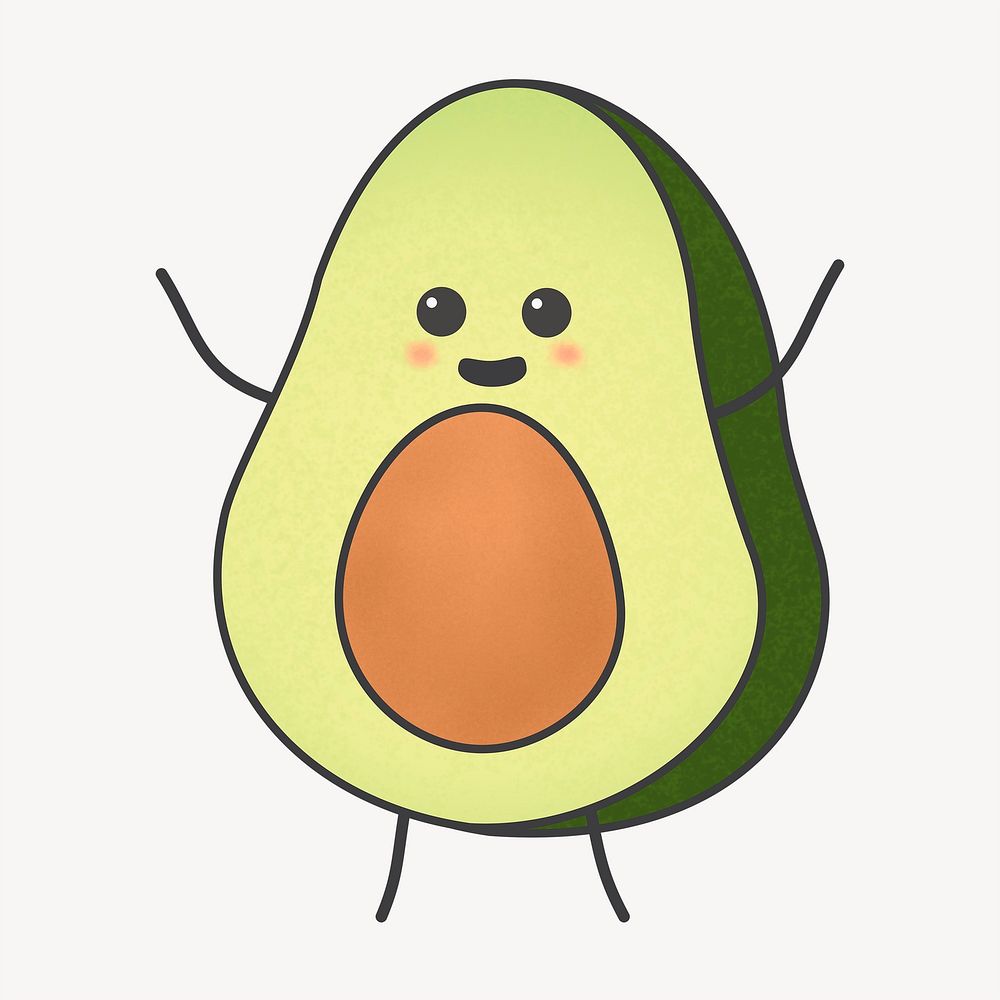 Cartoon avocado clipart, fruit illustration. Free public domain CC0 image.
