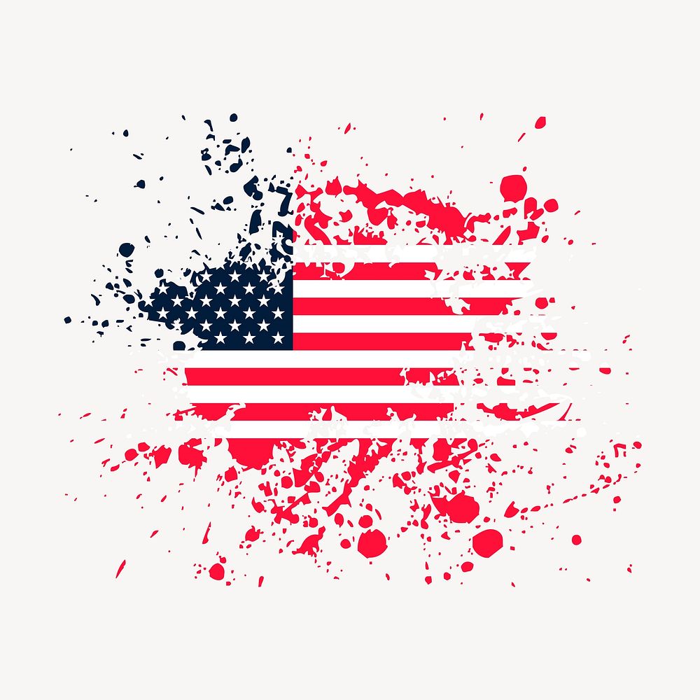 American flag splash clipart, national symbol illustration. Free public domain CC0 image.