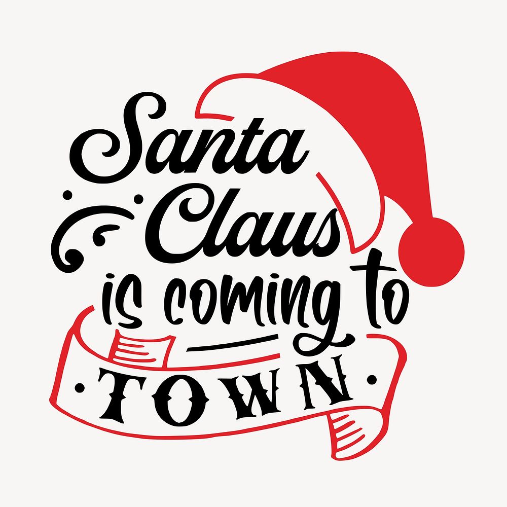 Santa Claus typography clipart, Christmas illustration. Free public domain CC0 image.