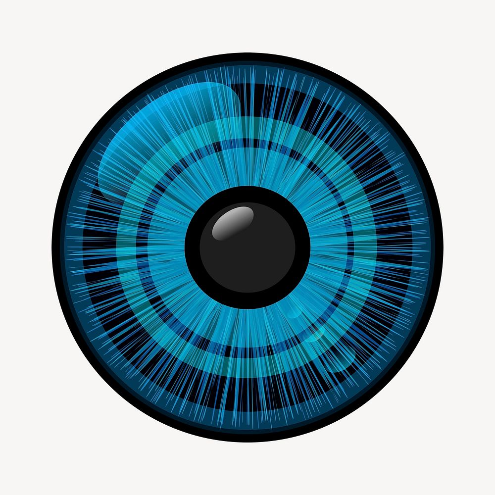 Eye lens clipart, blue illustration vector. Free public domain CC0 image.