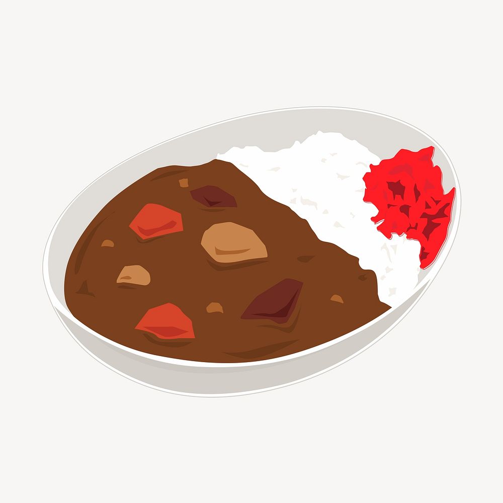 Japanese curry clipart, Asian food illustration vector. Free public domain CC0 image.