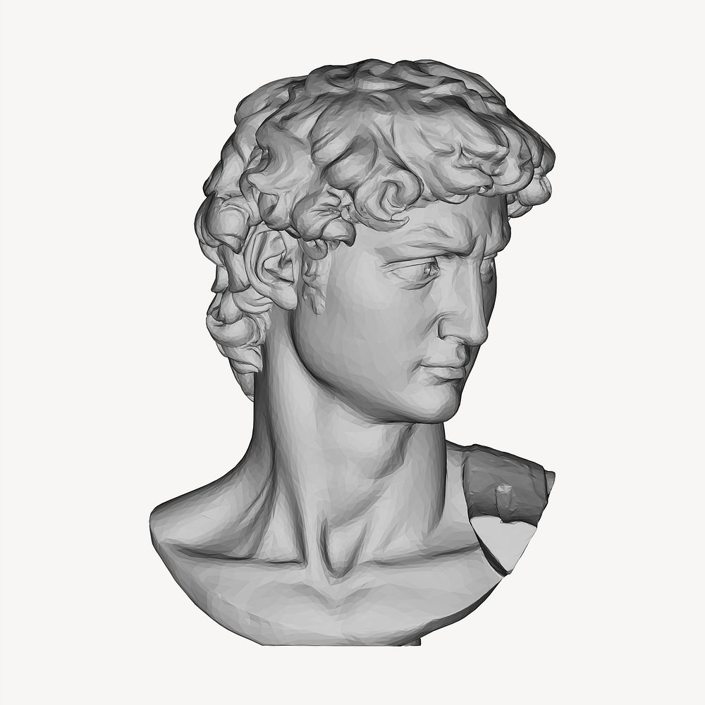 Greek god statue 3D clipart, vintage illustration. Free public domain CC0 image.