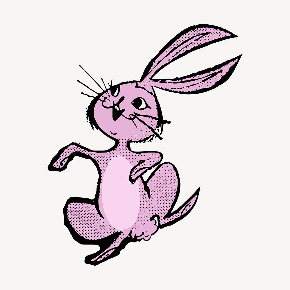 Pink bunny clipart, animal cartoon illustration vector. Free public domain CC0 image.
