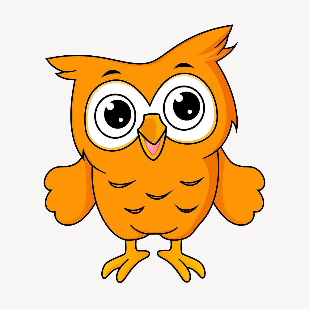 Cute owl clipart, animal cartoon illustration psd. Free public domain CC0 image.
