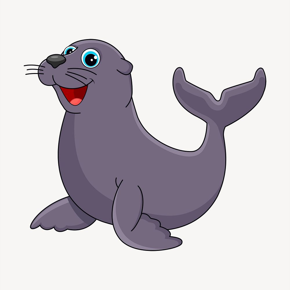 Happy sea lion clipart, animal cartoon illustration psd. Free public domain CC0 image.