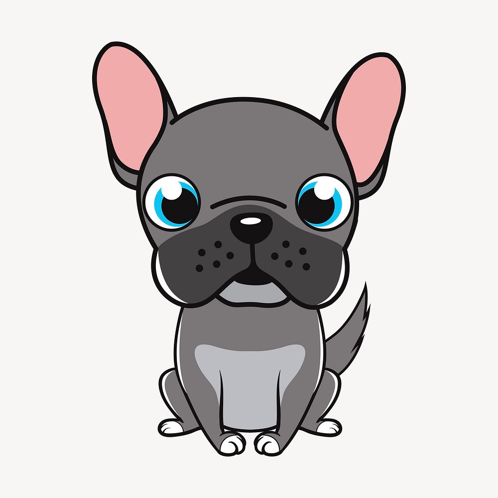 Cute puppy clipart, animal cartoon illustration vector. Free public domain CC0 image.