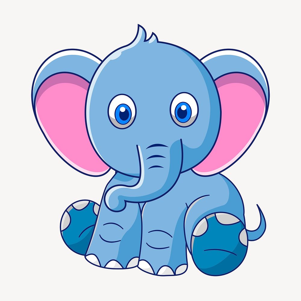Baby elephant clipart, animal cartoon illustration vector. Free public domain CC0 image.