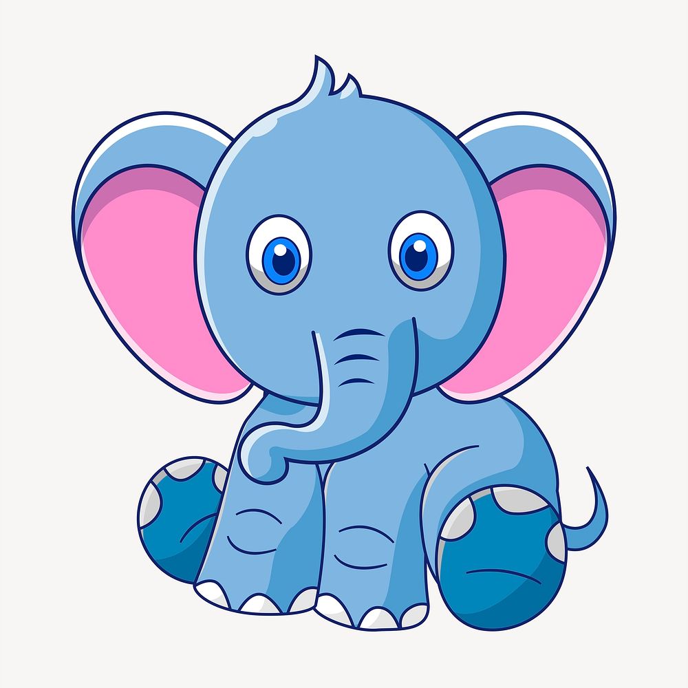 Baby elephant clipart, animal cartoon illustration psd. Free public domain CC0 image.