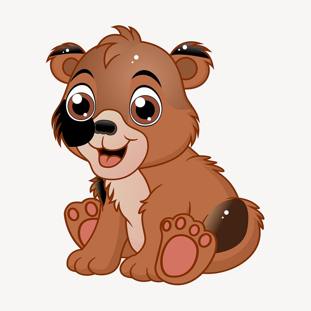 Baby bear clipart, animal cartoon illustration. Free public domain CC0 image.