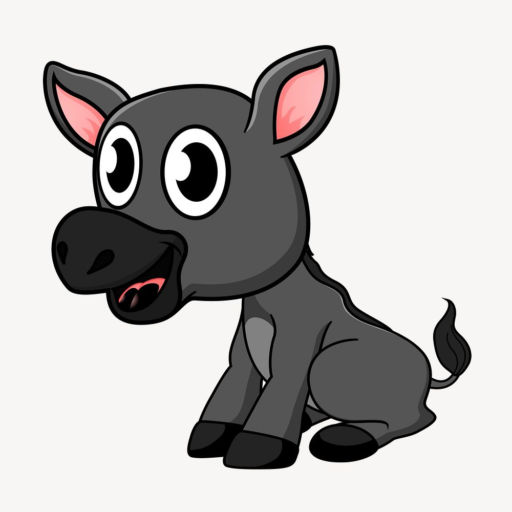 Little donkey clipart, animal cartoon illustration vector. Free public domain CC0 image.