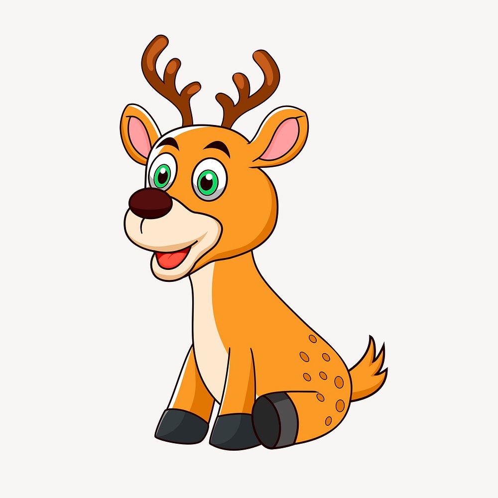 Cute dear clipart, animal cartoon illustration vector. Free public domain CC0 image.