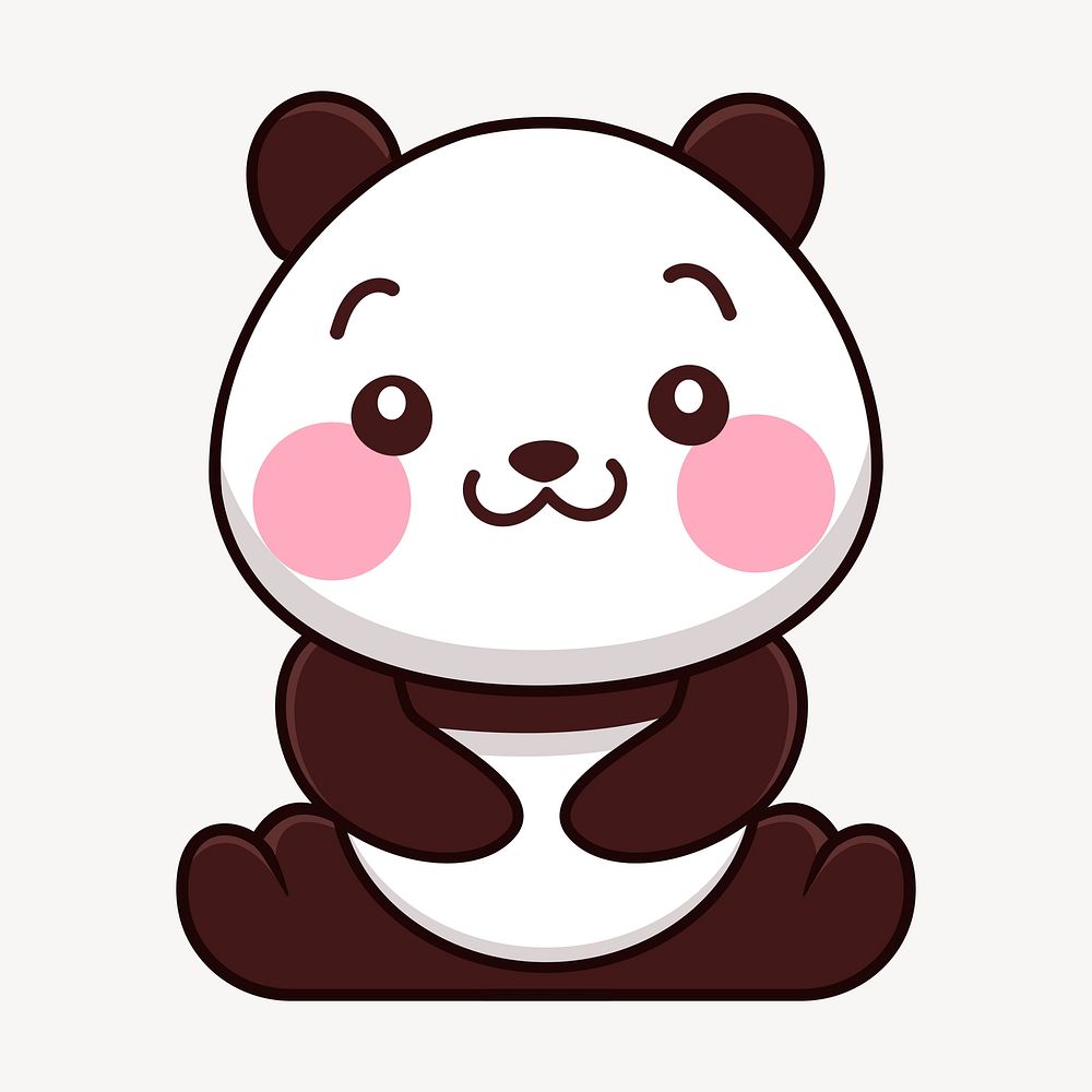 Cute panda clipart, animal cartoon illustration vector. Free public domain CC0 image.