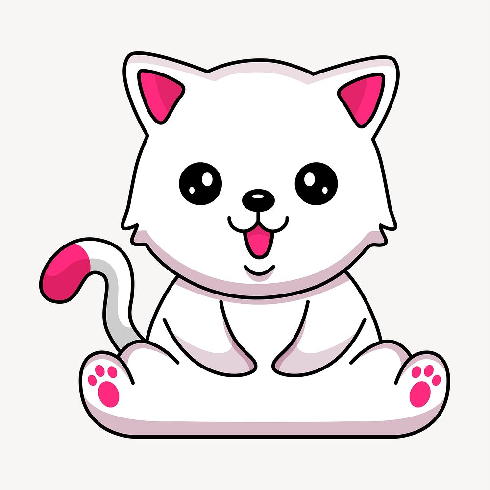 Smiling kitten clipart, animal cartoon illustration psd. Free public domain CC0 image.