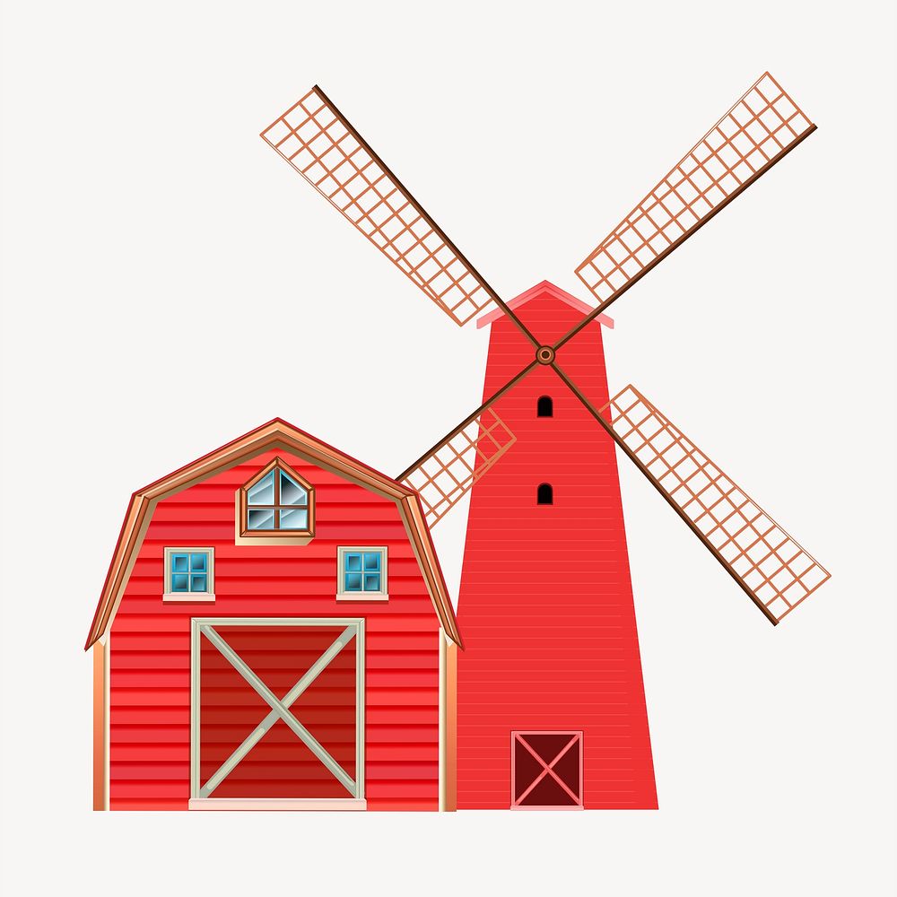 Red barn clipart, farm illustration psd. Free public domain CC0 image.