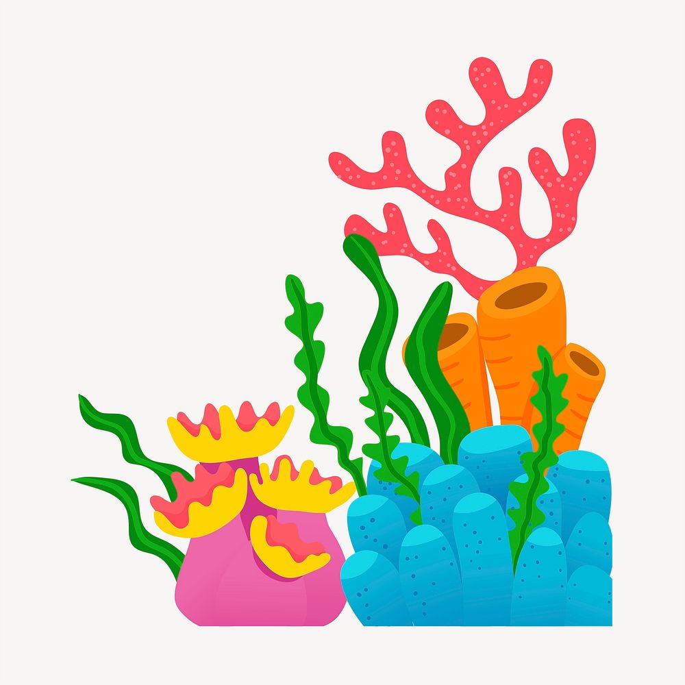 Sea coral clipart, marine life cartoon illustration psd. Free public domain CC0 image.