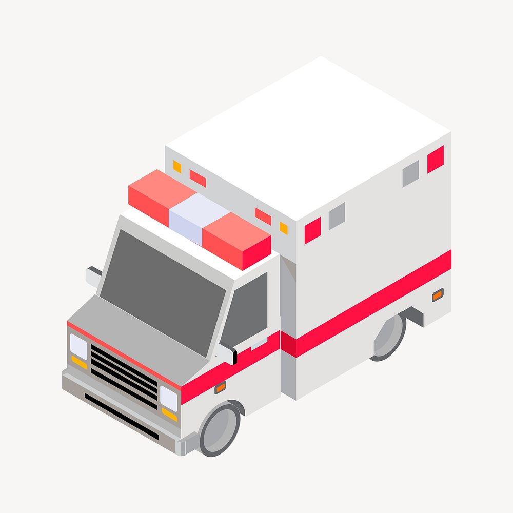 Ambulance clipart, 3D vehicle model illustration. Free public domain CC0 image.