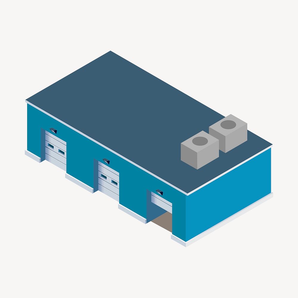 Garage building clipart, 3D architecture model illustration vector. Free public domain CC0 image.