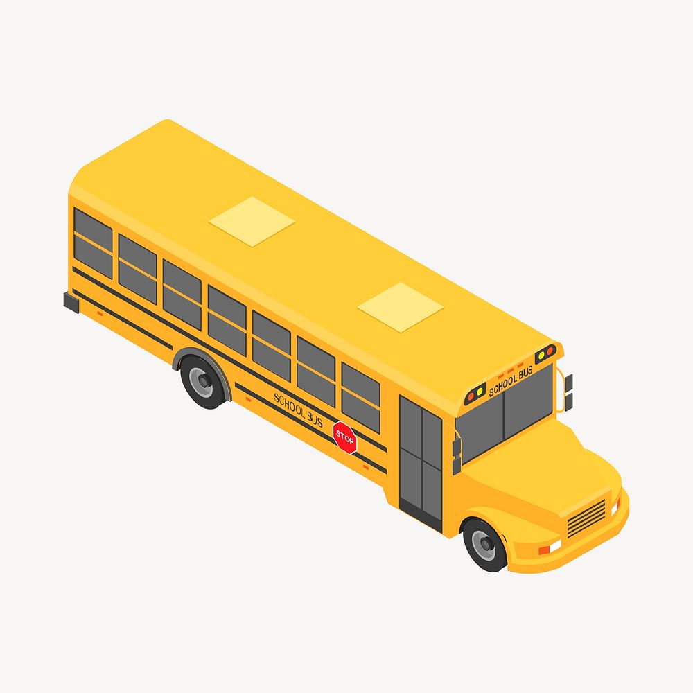 School bus clipart, 3D vehicle model illustration vector. Free public domain CC0 image.