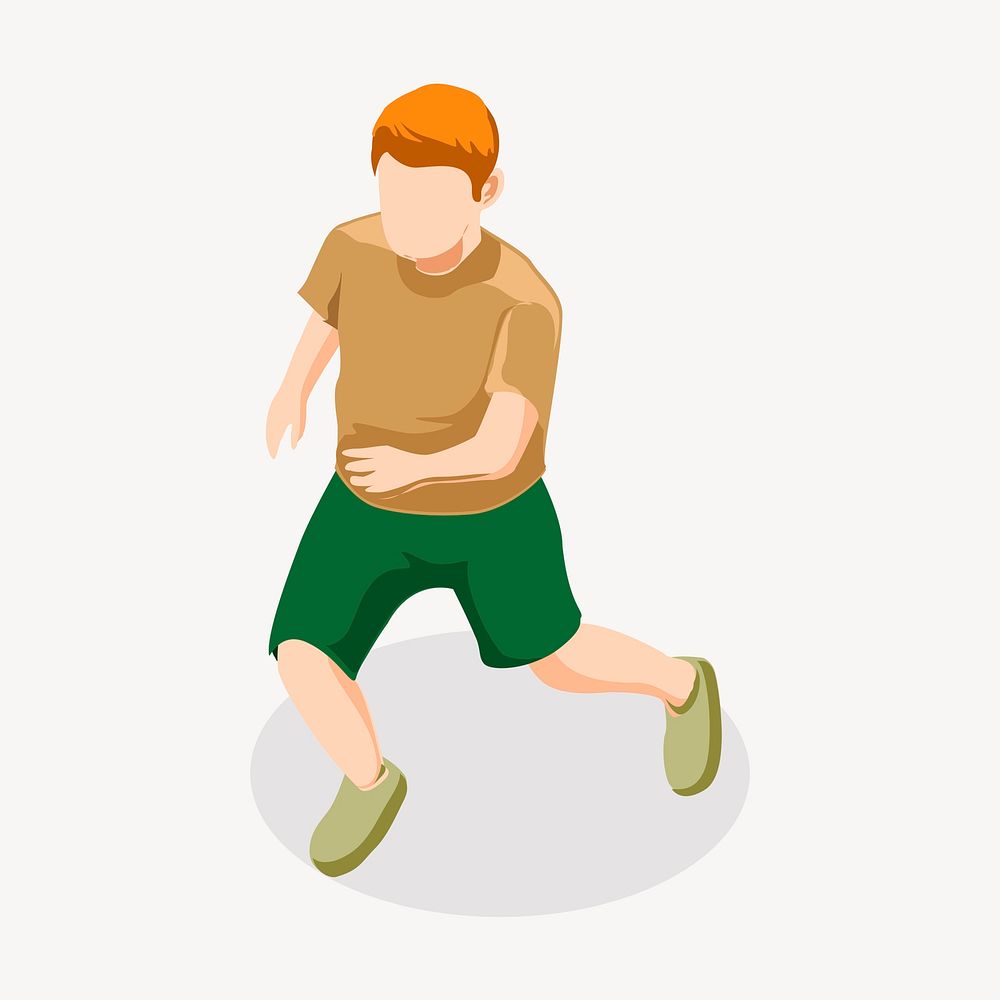 Running boy clipart, faceless illustration vector. Free public domain CC0 image.