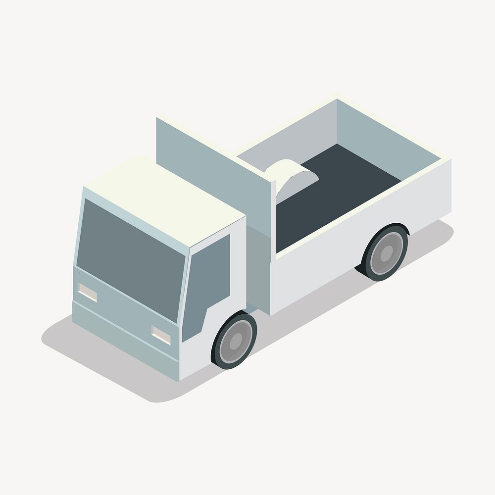 White truck clipart, 3D vehicle model illustration. Free public domain CC0 image.