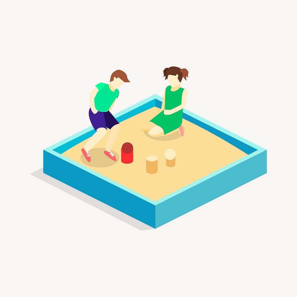 Sandbox clipart, playground equipment illustration psd. Free public domain CC0 image.