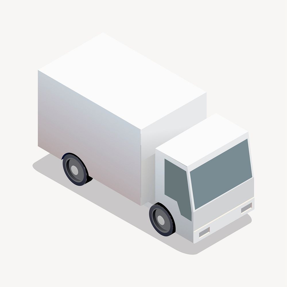White truck clipart, 3D vehicle model illustration vector. Free public domain CC0 image.