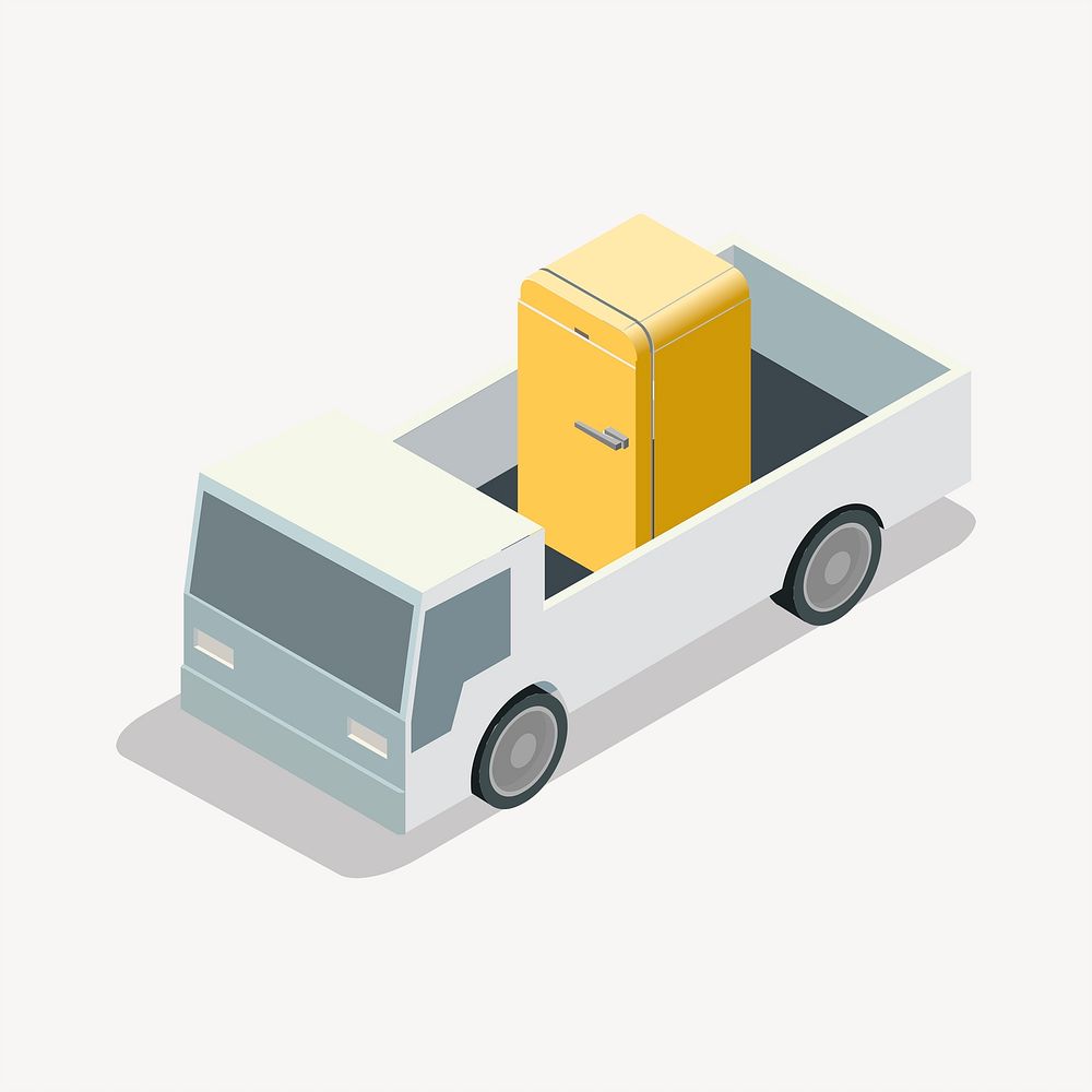 Moving truck clipart, 3D vehicle model illustration. Free public domain CC0 image.