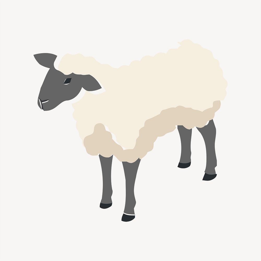 Sheep clipart, farm animal illustration psd. Free public domain CC0 image.