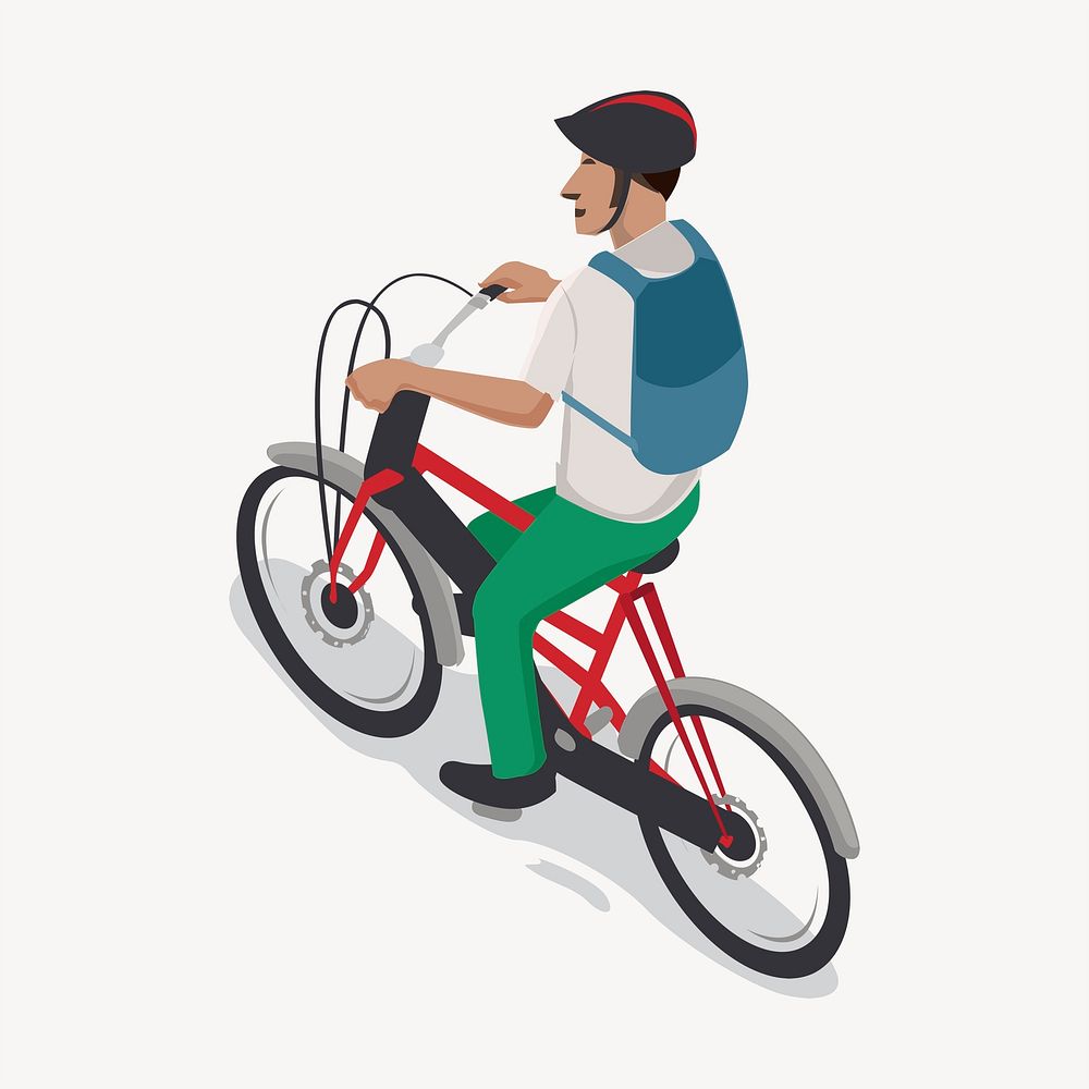 Man riding bicycle clipart, lifestyle illustration psd. Free public domain CC0 image.