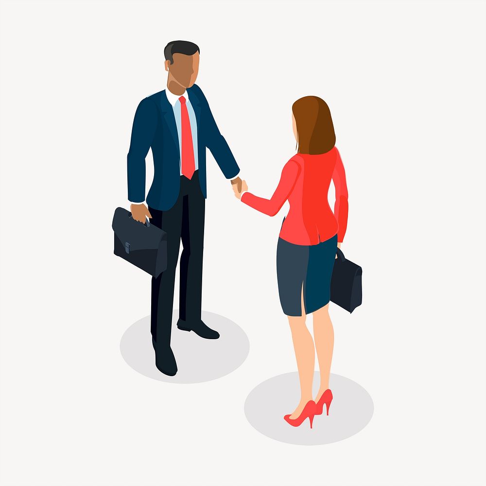 Business people handshake clipart, character illustration. Free public domain CC0 image.