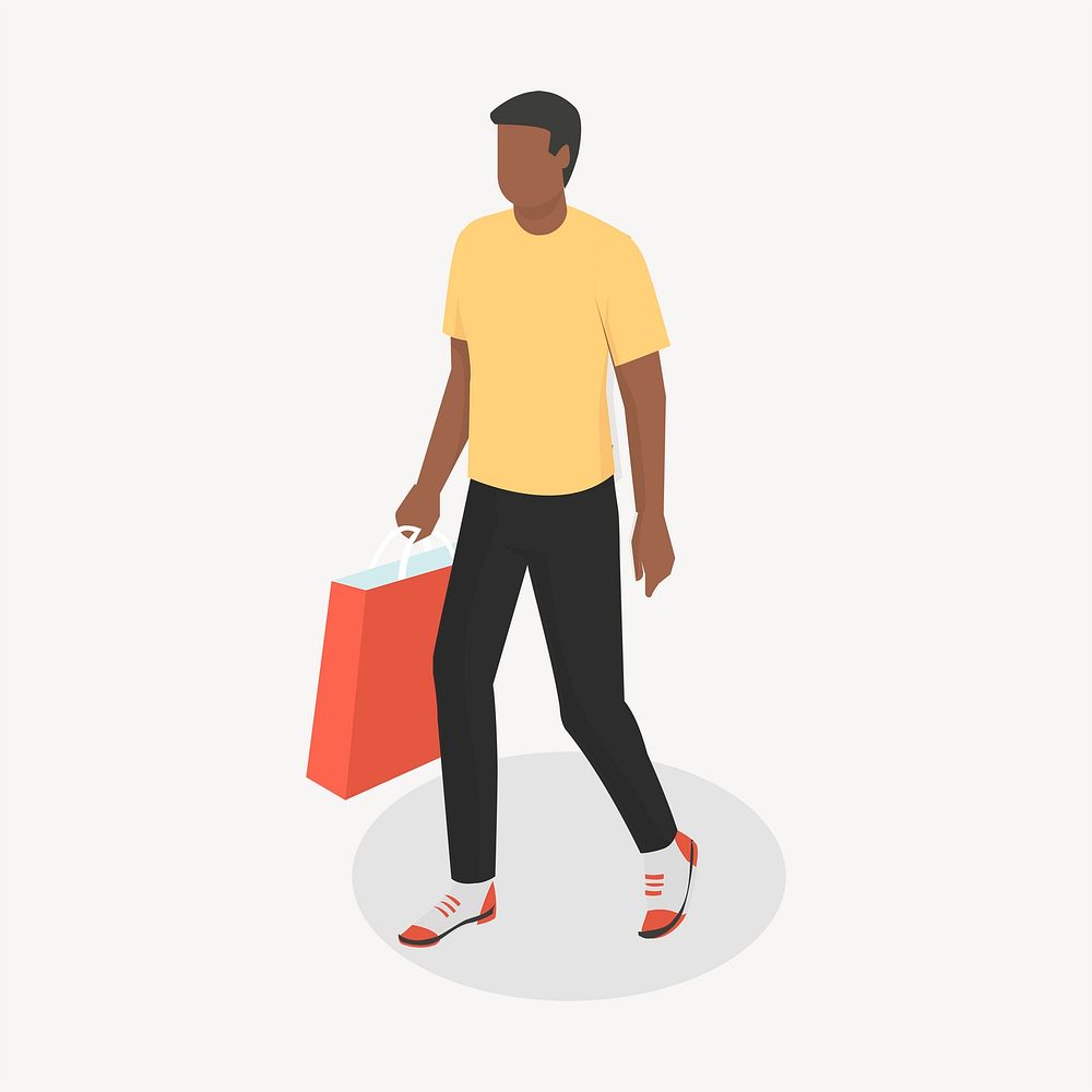 Shopping man clipart, avatar illustration psd. Free public domain CC0 image.