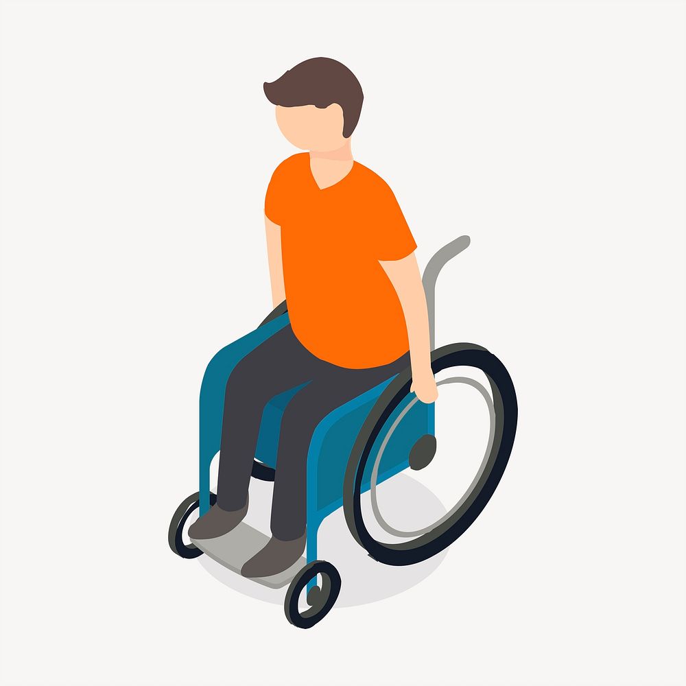 Man in wheelchair clipart, avatar illustration. Free public domain CC0 image.