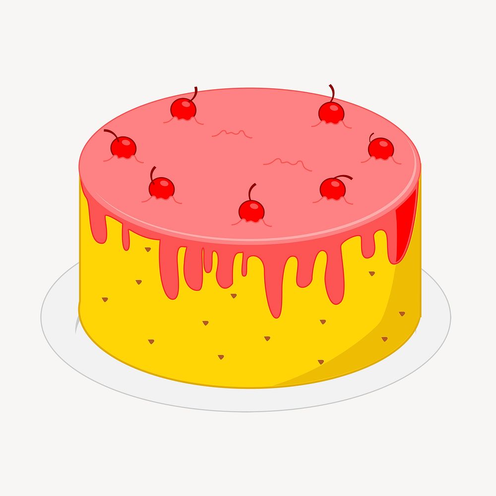 Birthday cake clipart, dessert illustration psd. Free public domain CC0 image.