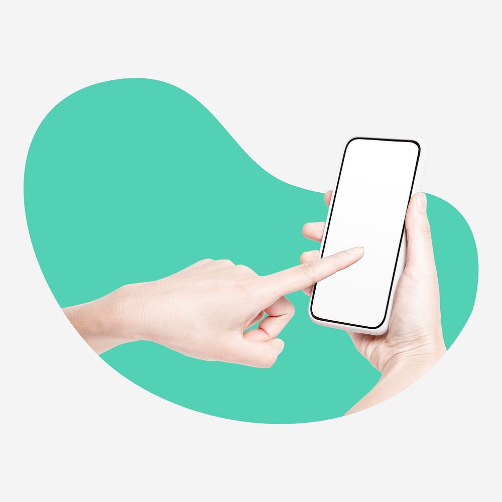 Phone screen blob shape badge, digital device photo