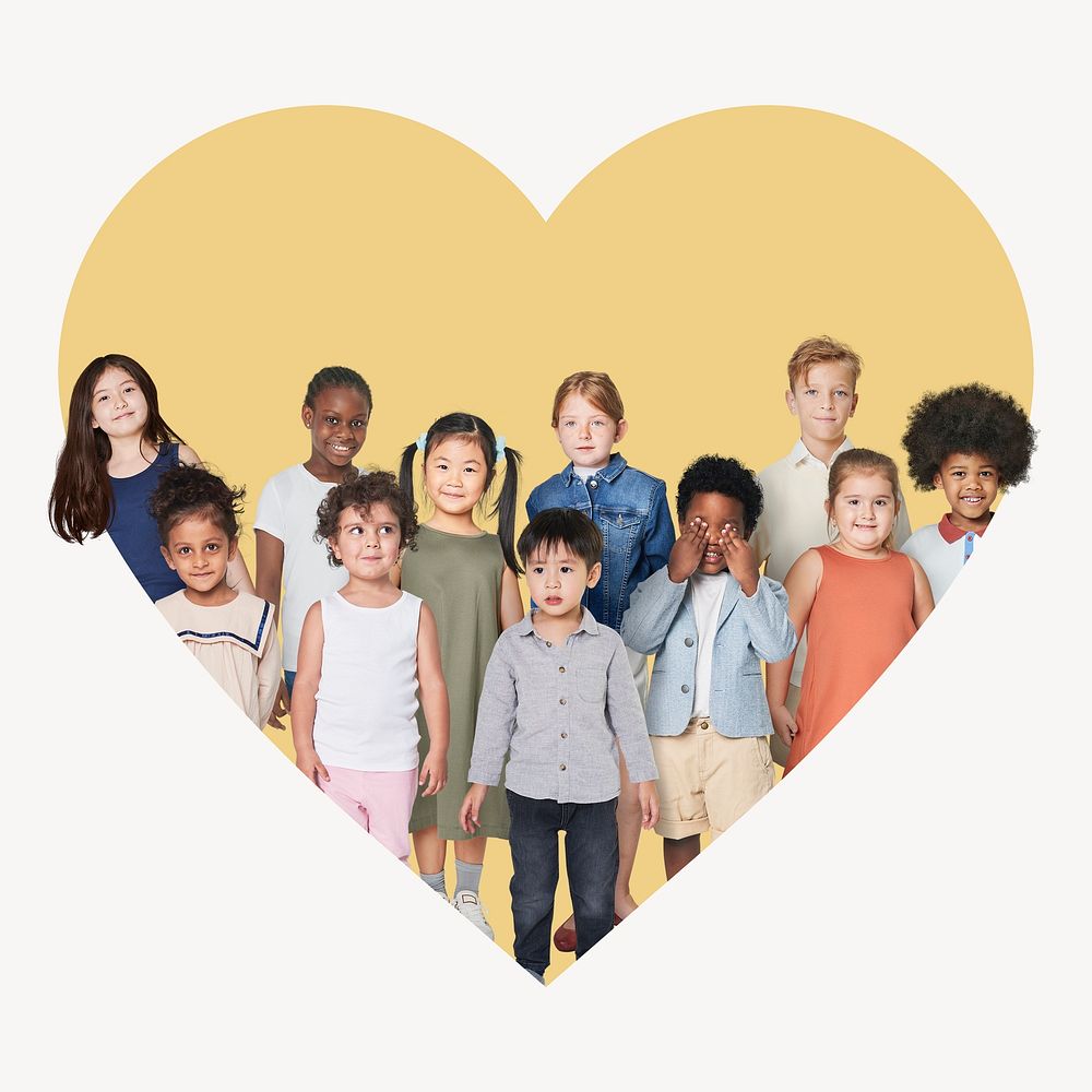 Preschoolers heart shape badge, children photo