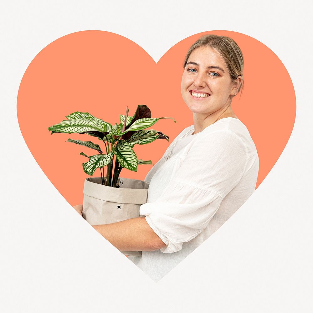 Plant lover heart shape badge, lifestyle photo