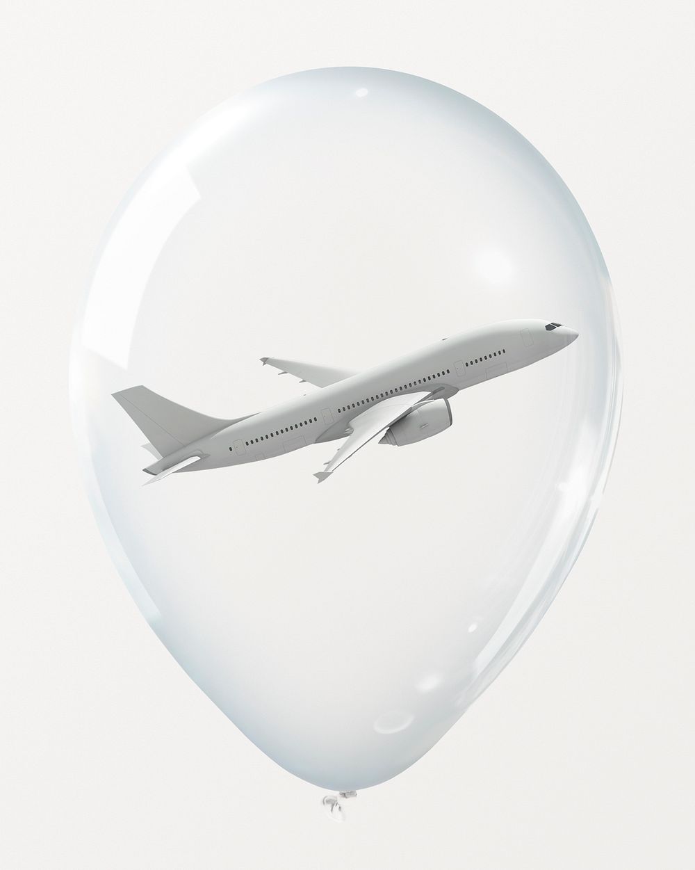 Plane in clear balloon, travel insurance