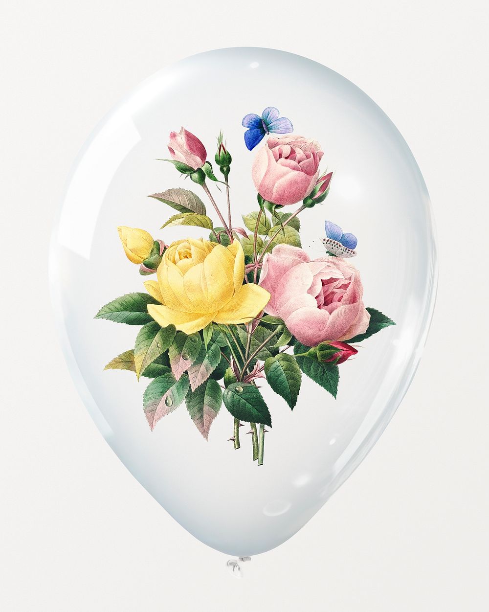 Rose bouquet in clear balloon, valentine's flower